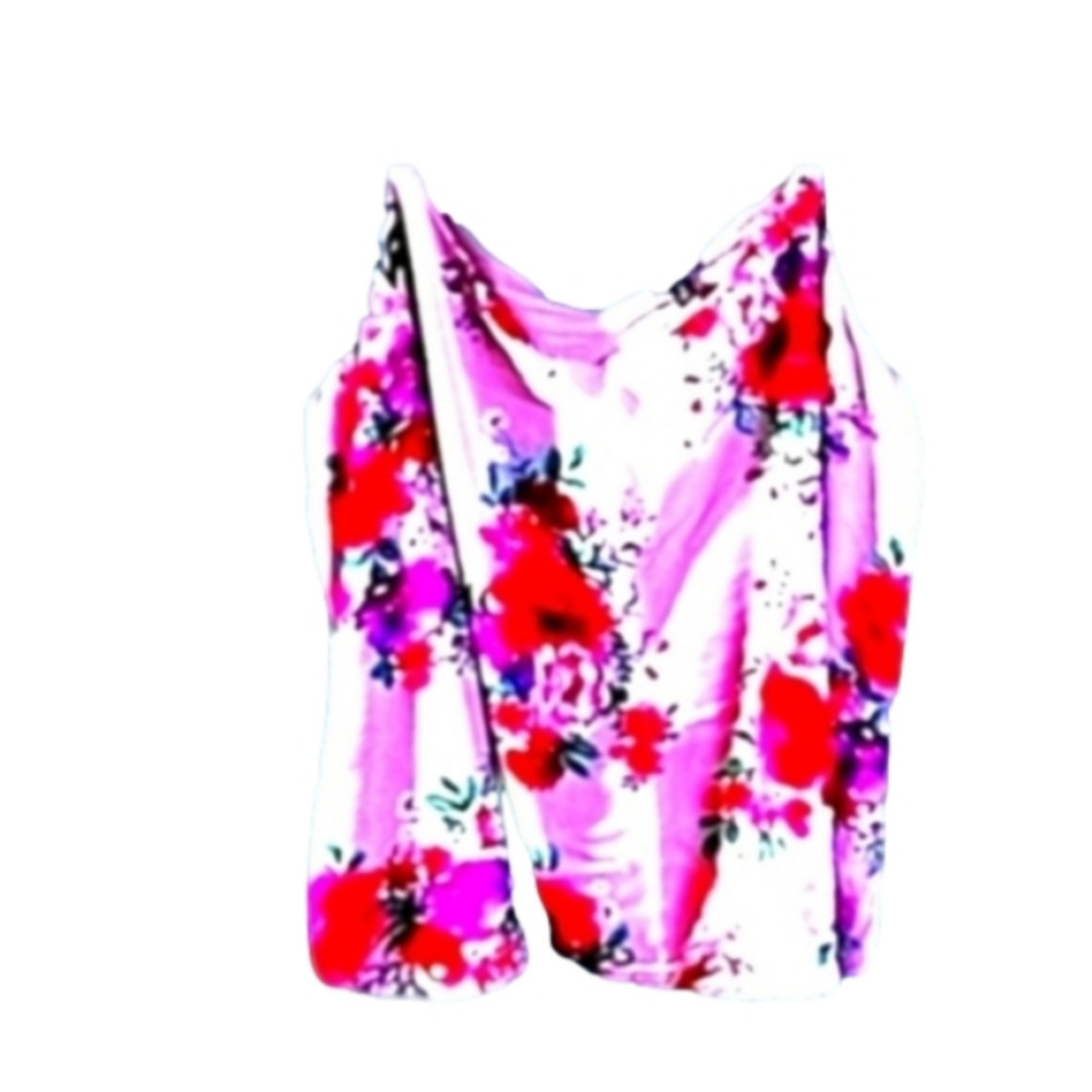 Torrid 3x Purple Pink White Floral Adjustable Strap Crop a Line Swing Blouse